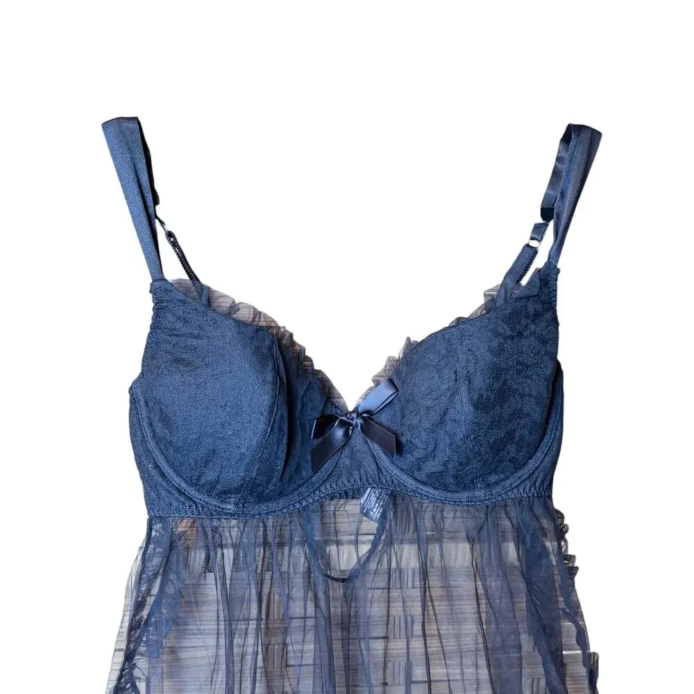 Victoria’s Secret sexy little things black bra lingerie underwire babydoll 36D